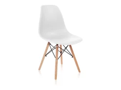 Pack 4 sillas con estructura en madera de haya y base en blanco 46 cm Tower Wood Blanco