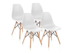 Pack 4 sillas con estructura en madera de haya y base en blanco 46 cm Tower Wood Blanco