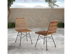 Pack 2 sillas de comedor o jardín Aitana Ratan/Negro