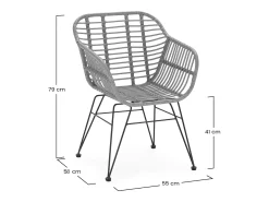 Pack 2 sillas de comedor o jardín Elda Ratan/Negro