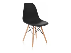 Pack 4 Sillas de Comedor, Sillas Cocinas, Acabado en Negro y Madera, Medidas: 45 cm (Ancho) x 53 cm (Largo) x 83 cm (Alto)