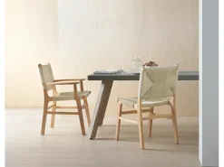 pack 4 sillas madera de hevea con asiento y respaldo trenzado