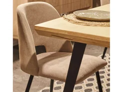 Pack 2 sillas Mos Moderno Beige Tapizadas Patas Metálicas Negro 58x86x50 cm