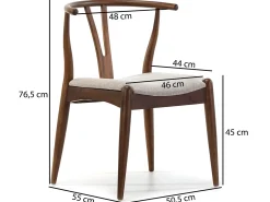 Pack 2 sillas Rustic Color Nogal, Madera Maciza, 55 x 54,5 x 76 cm