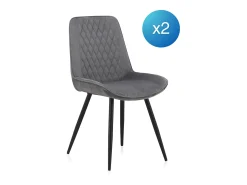 Pack 2 sillas tapizadas gris patas metálicas negras
