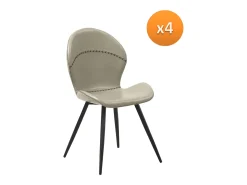 Pack 4 sillas tapizadas color beige patas metálicas negras