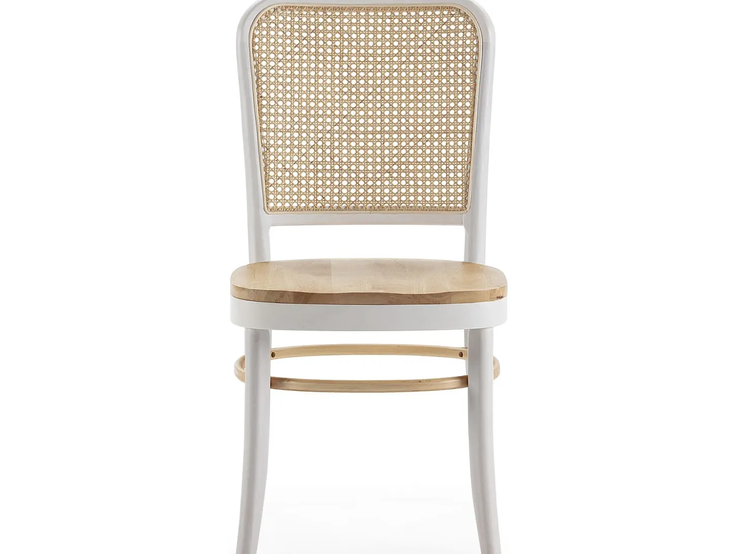 Pack 2 sillas Vesta Color Blanco/roble, Madera Maciza y ratán Natural