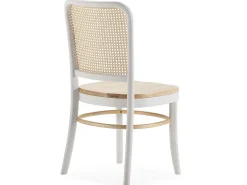Pack 2 sillas Vesta Color Blanco/roble, Madera Maciza y ratán Natural