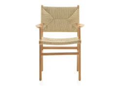 pack 4 sillones madera de hevea con asiento y respaldo trenzado