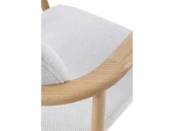 Pack 4 sillones madera de roble tapizado en blanco