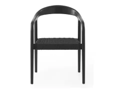 Pack 4 sillones negros madera de fresno con asiento trenzado