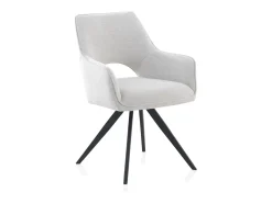 Pack 4 sillones tapizados giratorios beige con patas metálicas negras