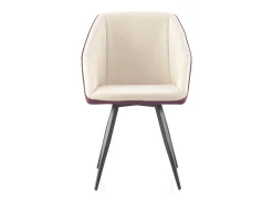 pack 4 sillones tapizados blanco/burdeos patas metálicas negras