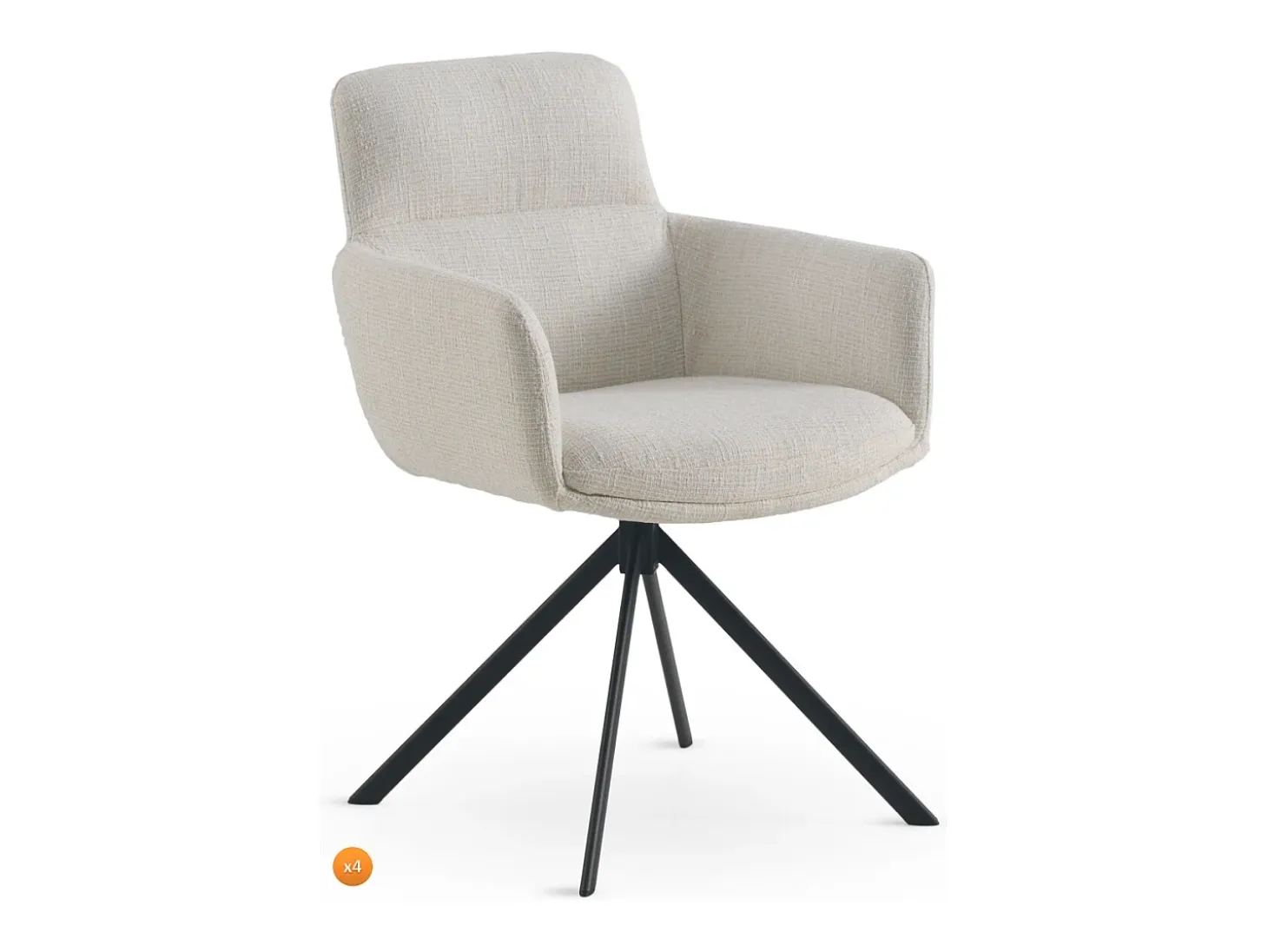 Pack 4 sillones tapizados tweed blanco moteado