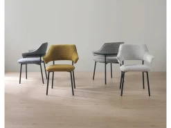 Pack 4 sillones tapizados chenilla jaspeado mostaza