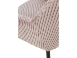 Pack 4 sillones tapizados en tela de pana lavanda con patas metálicas negras