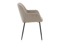 Pack 4 sillones tapizados en tela de pana lavanda con patas metálicas negras