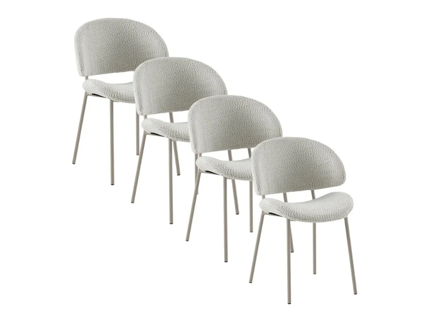 Pack de 4 sillas tapizadas en chenilla color crema