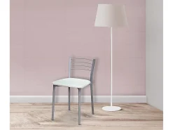 Pack de 4 Sillas de Cocina – Metálicas en Acabado Gris y Blanco, Medidas: 40 cm x 41 cm x 63 cm