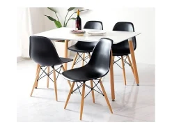 Pack de 4 sillas de comedor París estilo nórdico madera/negro 82x51x46 cm Adec