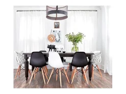 Pack de 4 sillas de comedor París estilo nórdico madera/negro 82x51x46 cm Adec