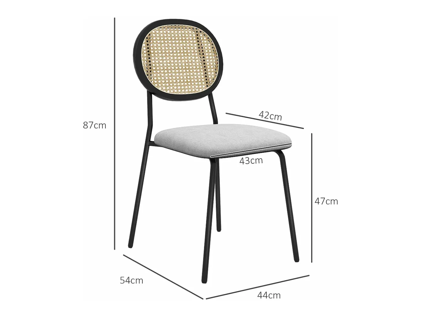 Pack de 2 sillas de comedor Manchester Homcom negro/gris