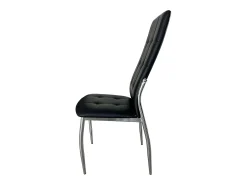 Pack de 4 Sillas de Comedor Salón Laci, Polipiel Cromadas Negro 45x101x51 cm