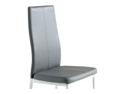 Pack de 4 Sillas de Comedor Salón Laci, Polipiel Cromadas Gris 45x101x51 cm