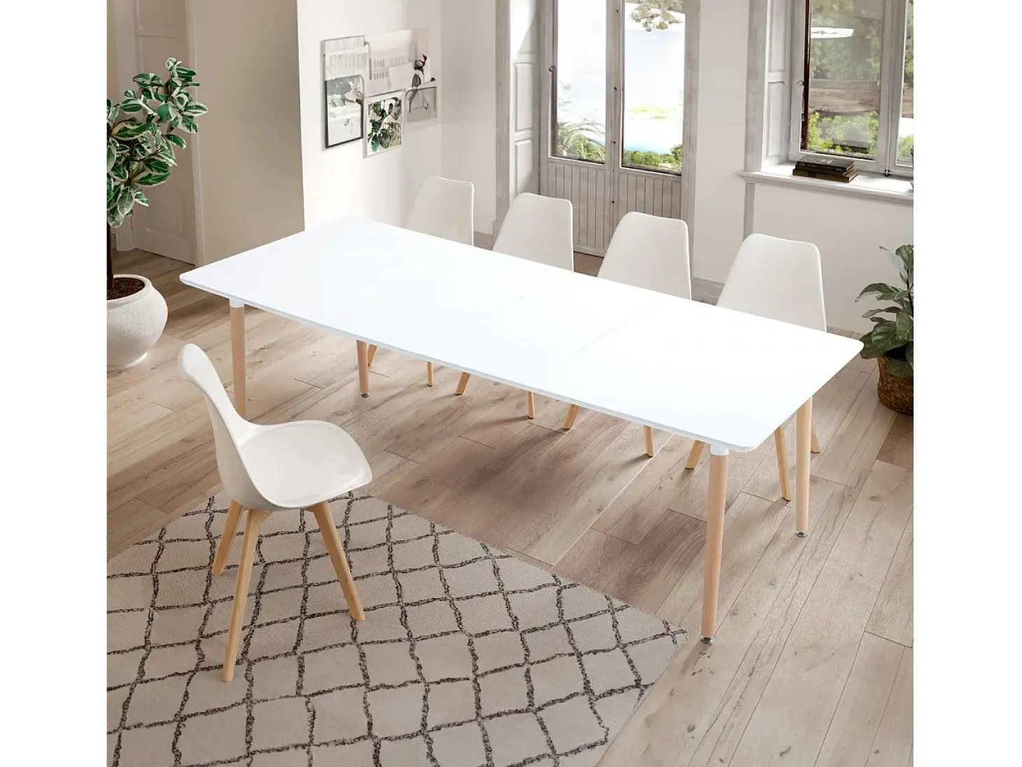 Pack de 4 sillas de comedor Bistro estilo nórdico blanco Adec