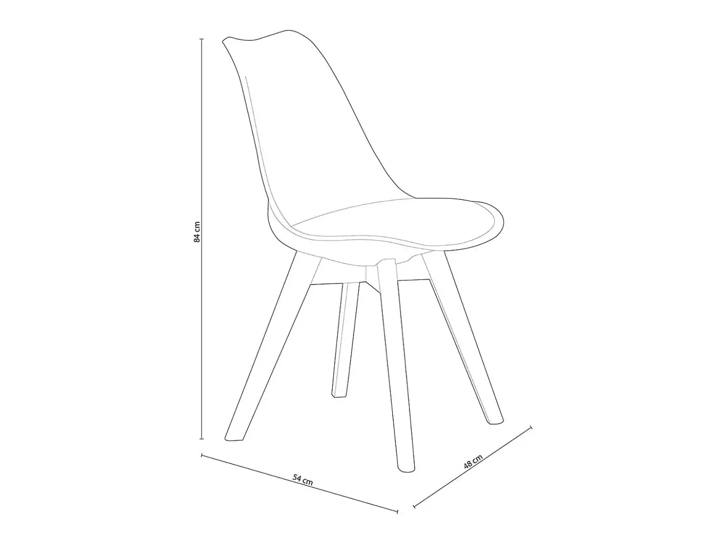 Pack de 4 sillas de comedor Bistro estilo nórdico blanco Adec