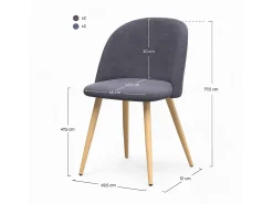 Pack de 4 sillas de tela gris oscuro y gris claro - Cozy