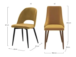 Pack de 4 sillas de terciopelo amarillo - Pénélope