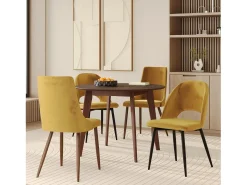 Pack de 4 sillas de terciopelo amarillo - Pénélope