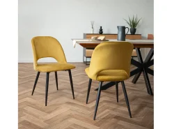 Pack de 4 sillas de terciopelo amarillo - Pénélope