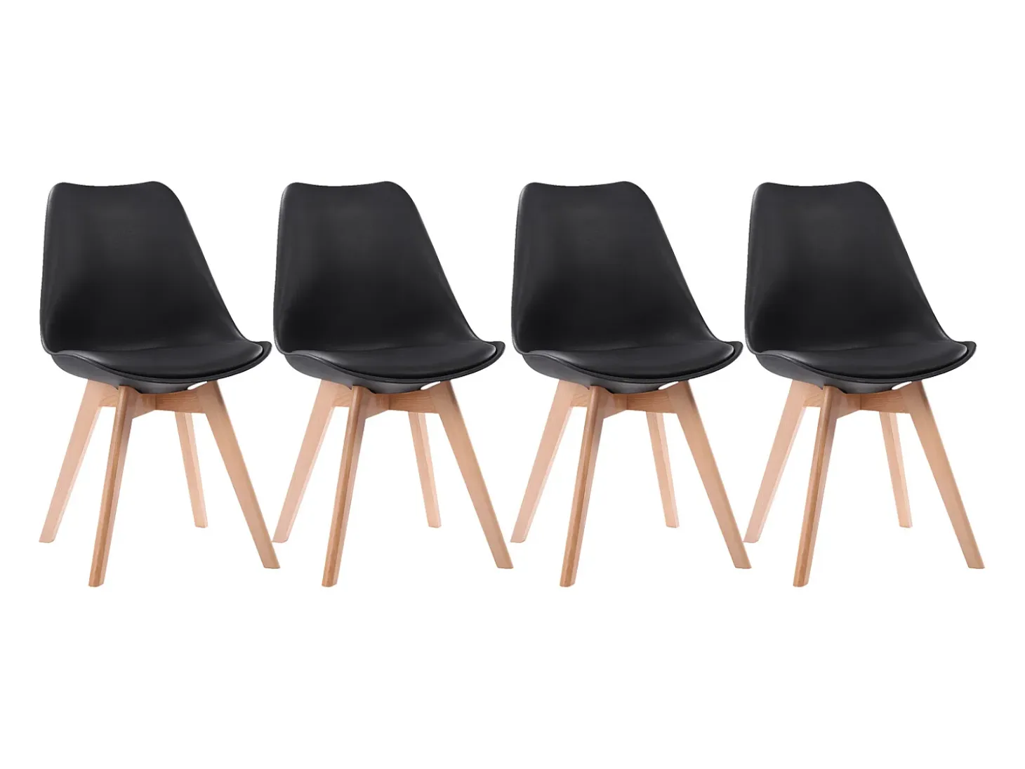 Pack de 4 sillas escandinavas NORA color negro con cojín