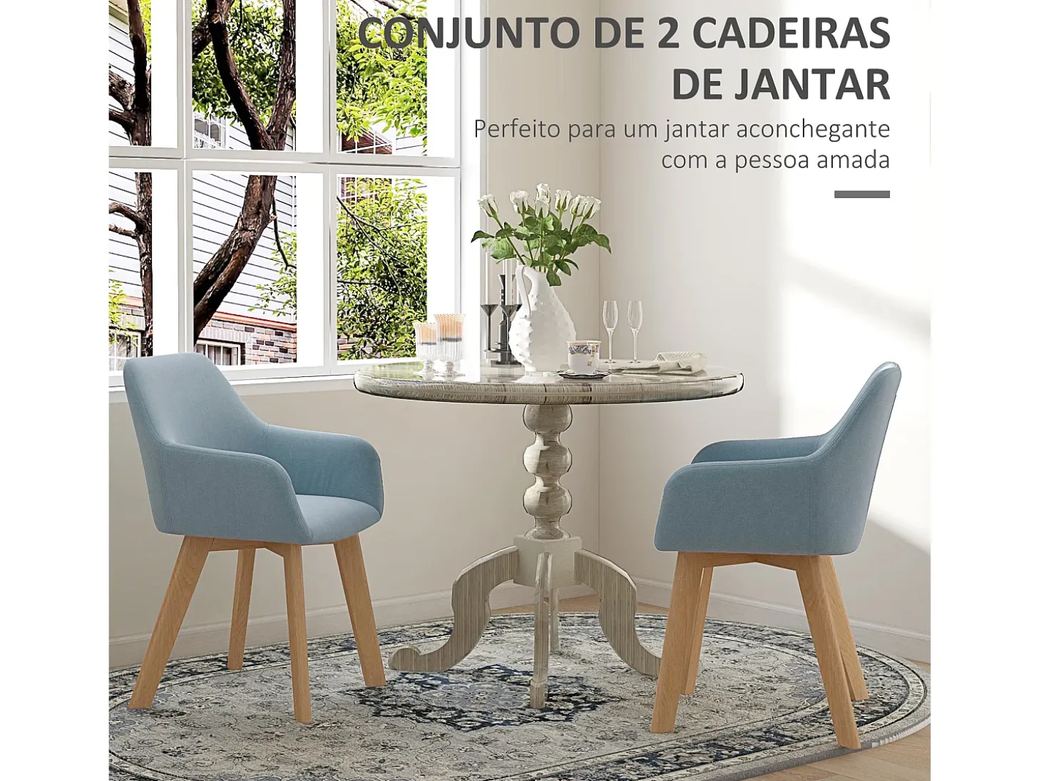 Pack de 2 sillas Luna Homcom con reposabrazos azul claro 80x54x57 cm