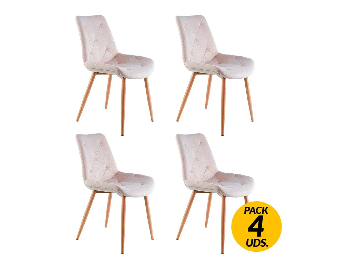 Pack de 4 sillas Marlene tejido tapizado beige/oak Adec