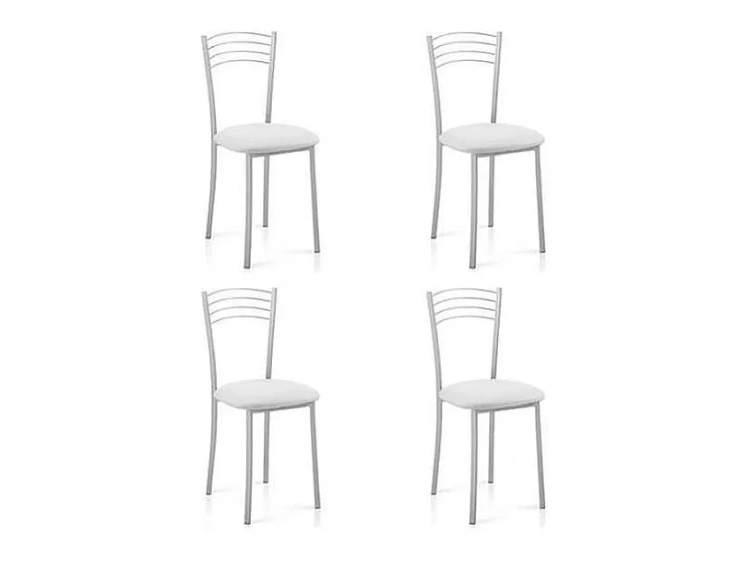 Pack de 4 sillas Md-Gabia tapizadas en tejido PU blanco, 89cm(alto) 40cm(ancho) 45cm(largo