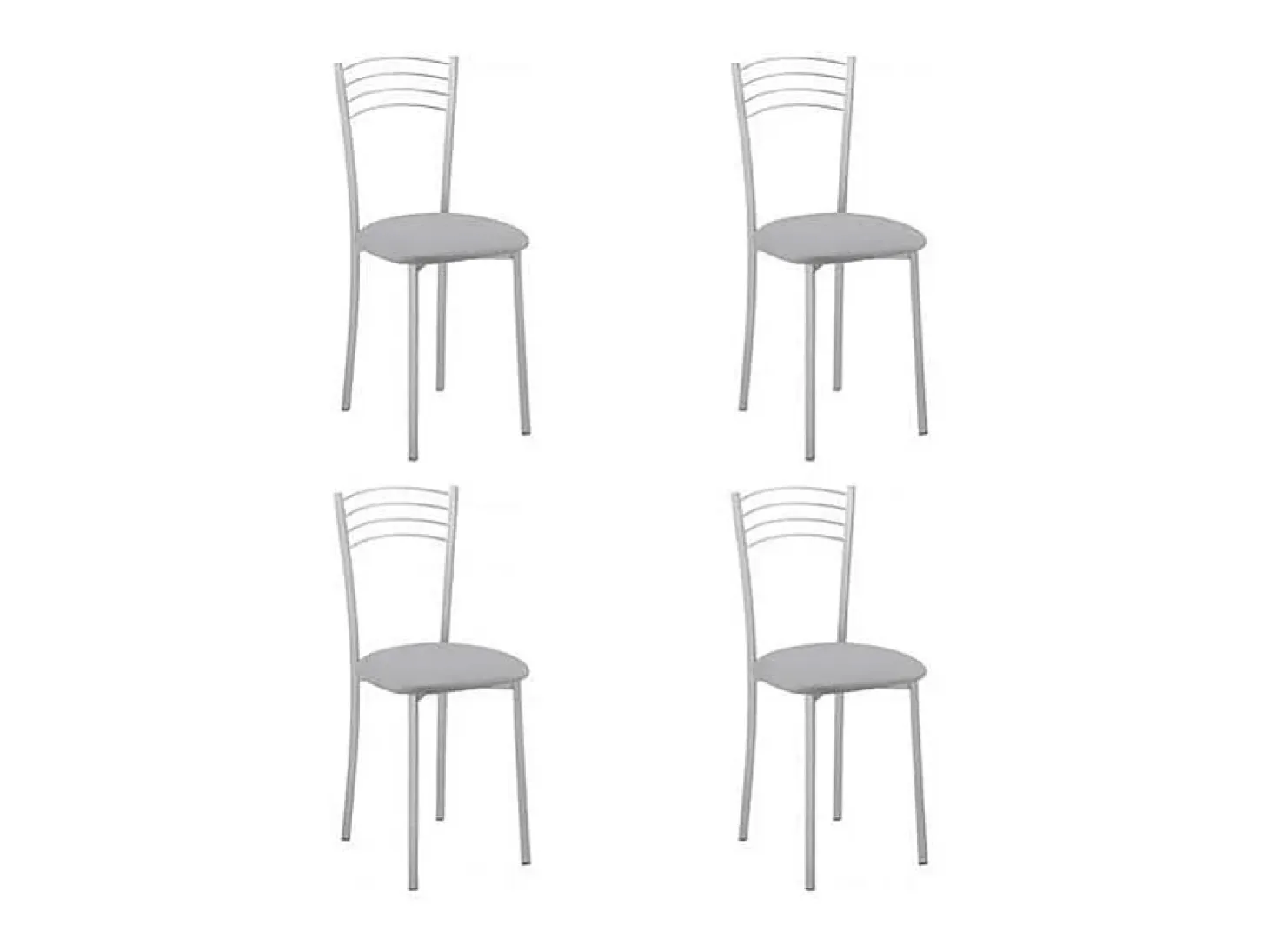 Pack de 4 sillas Md-Gabia tapizadas en tejido PU gris, 89cm(alto) 40cm(ancho) 45cm(largo)