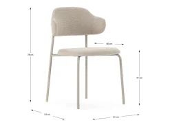 Pack de 4 sillas md-Joel tapizado textil beige, 78cm(alto) 51cm(ancho) 53cm(largo)