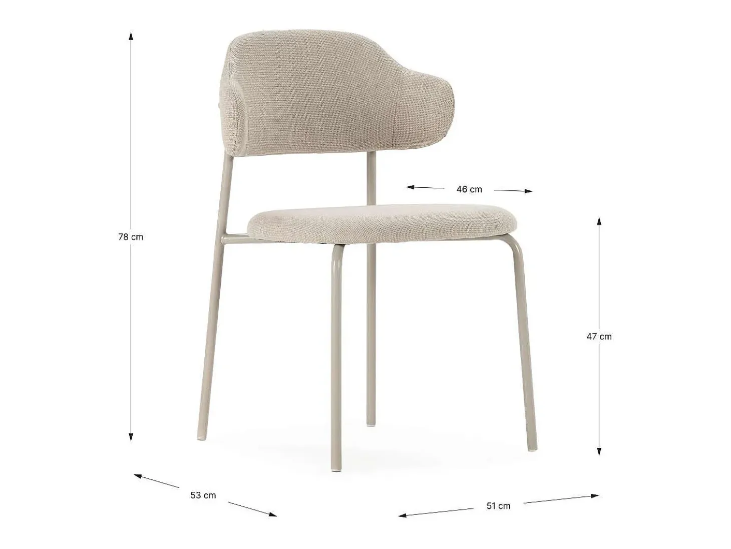 Pack de 4 sillas md-Joel tapizado textil beige, 78cm(alto) 51cm(ancho) 53cm(largo)