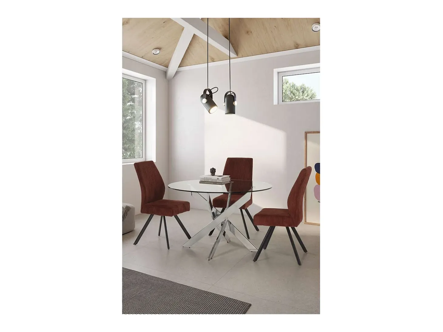 Pack de 2 sillas md-Pau tapizado textil teja, 98cm(alto) 45cm(ancho) 60cm(largo)