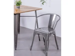 Pack de 4 sillas metálicas con reposabrazos - Bistro - Metálico