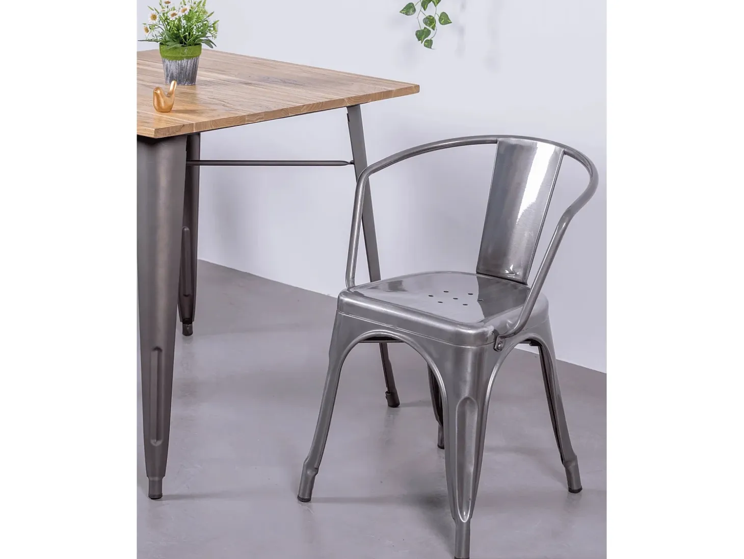 Pack de 4 sillas metálicas con reposabrazos - Bistro - Metálico