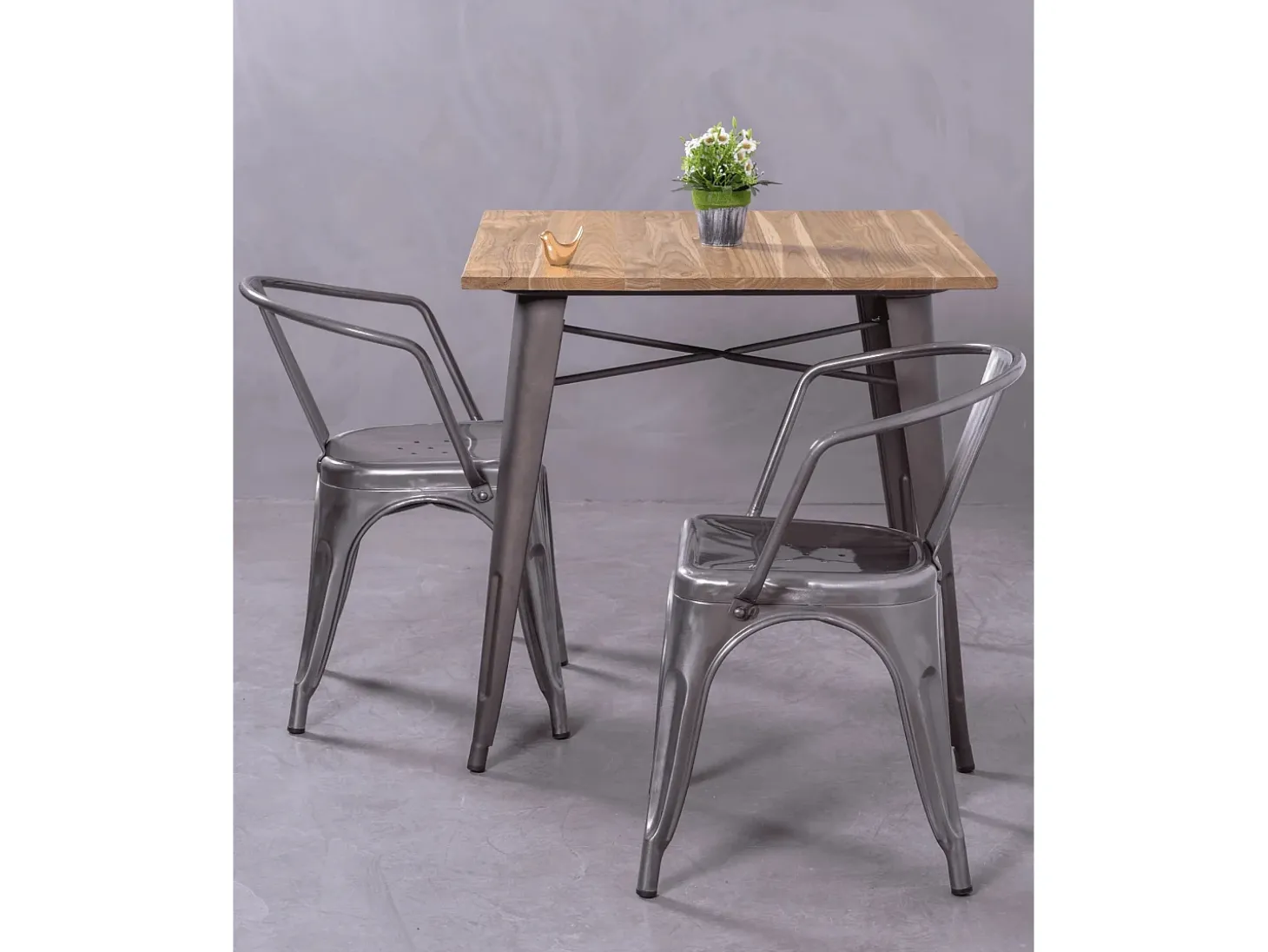 Pack de 4 sillas metálicas con reposabrazos - Bistro - Metálico