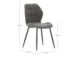 Pack de 4 sillas modelo Duna tapizado textil gris oscuro, 86cm(alto) 48cm(ancho) 58cm(larg