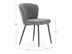 Pack de 4 sillas modelo Guadiana tapizado textil gris, 78cm(alto) 47cm(ancho) 58cm(largo)