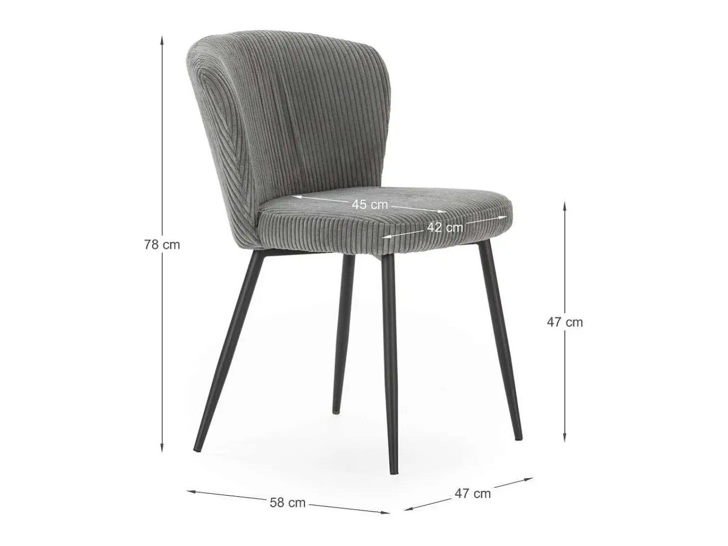 Pack de 4 sillas modelo Guadiana tapizado textil gris, 78cm(alto) 47cm(ancho) 58cm(largo)