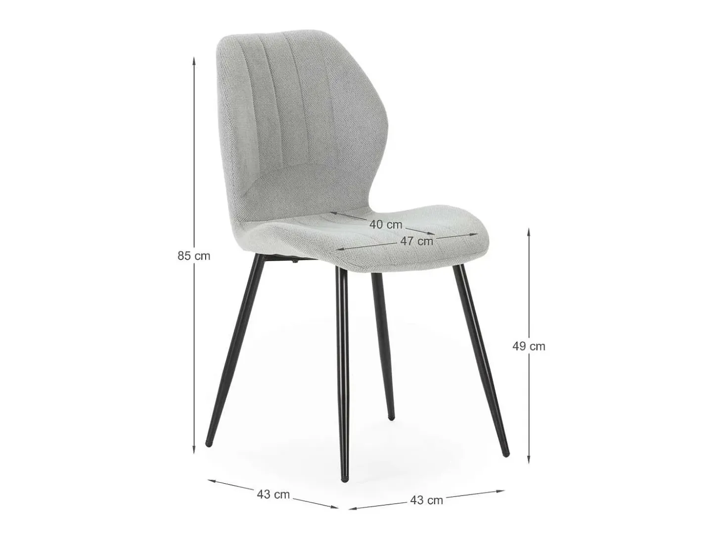 Pack de 4 sillas modelo Miño tapizado textil gris hielo, 85cm(alto) 47cm(ancho) 58cm(larg