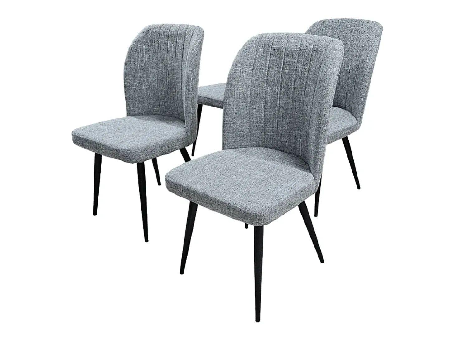 Pack de 4 Sillas Modernas para Comedor y Salón – Tapizado en Color Gris con Patas Metálicas Negras, Medidas: 46 cm x 55 cm x 92 cm